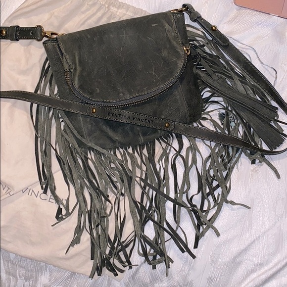 New Cynthia Vicent leather boho fringe crossbody - Picture 1 of 9
